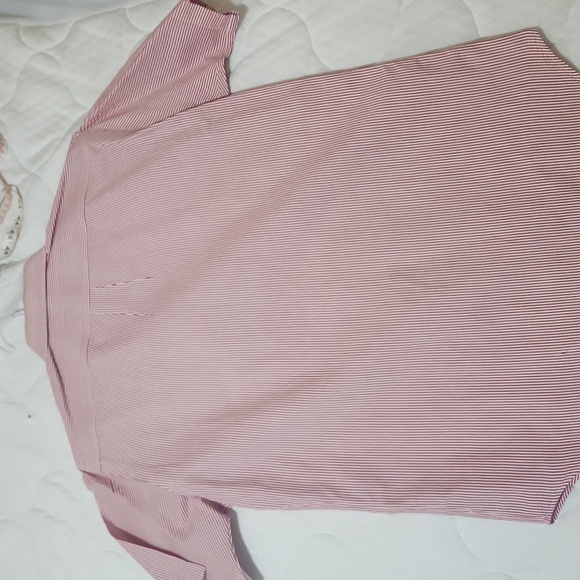 Polo seersucker short sleeve red and white Button-down small - Picture 2 of 3